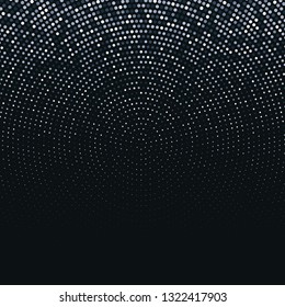 Vector abstract silver halftone pattern on black background. White luxury dotted design template