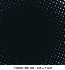 Vector abstract silver halftone pattern on black background. White luxury dotted design template
