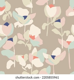 Vector abstract simple flower illustration seamless repeat pattern