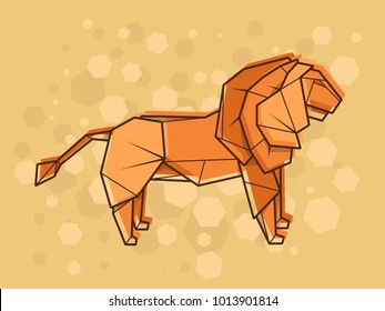 Vector abstract simple illustration drawing outline lion.