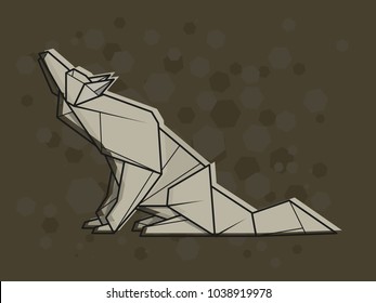 Vector abstract simple illustration drawing outline wolf.
