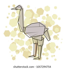 Vector abstract simple illustration drawing outline ostrich.