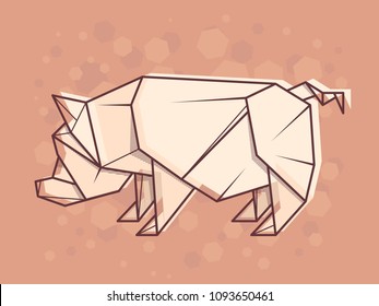 Vector abstract simple illustration drawing outline pig.