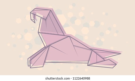 Vector abstract simple illustration drawing outline walrus.