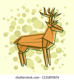 Vector abstract simple illustration drawing outline deer.