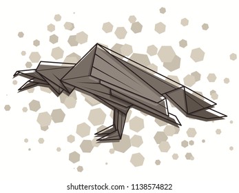 Vector abstract simple illustration drawing outline raven.