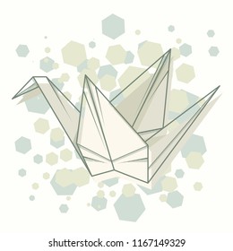 Vector abstract simple illustration drawing outline crane origami.