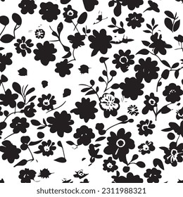 Vector abstract simple pattern for your game or background: black and white flowers