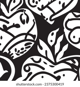 Vector abstract simple pattern for your game or background: black and white handdrawn scribbles, ideal for anti-stress coloring book, no AI