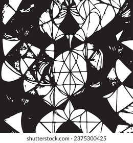 Vector abstract simple pattern for your game or background: black and white handdrawn scribbles, ideal for anti-stress coloring book, no AI