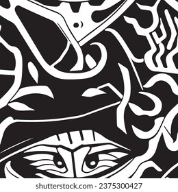 Vector abstract simple pattern for your game or background: black and white handdrawn scribbles, ideal for anti-stress coloring book, no AI