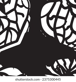 Vector abstract simple pattern for your game or background: black and white handdrawn scribbles, ideal for anti-stress coloring book, no AI