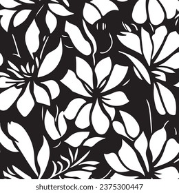 Vector abstract simple pattern for your game or background: black and white flower pattern, no AI