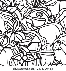 Vector abstract simple pattern for your game or background: black and white handdrawn scribbles, ideal for anti-stress coloring book, no AI