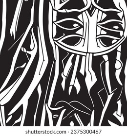 Vector abstract simple pattern for your game or background: black and white handdrawn scribbles, ideal for anti-stress coloring book, no AI