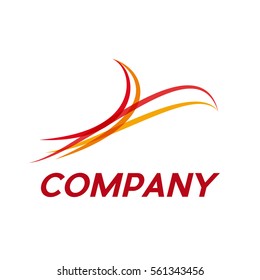 Vector abstract simplified sign of bird in flight in red ad orange