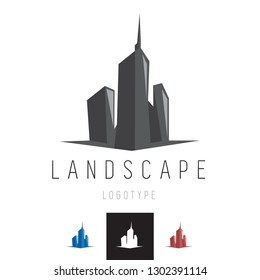 Vector Abstract Sky Scraper Tower Logo. Professional Business Corporate Branding Icon.