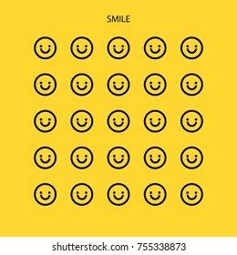 Vector Abstract Smile Face Backgrounds, Happy Face Backgrounds, Black and Yellow Brochures, Colorful Album Covers and Banners,  Cute Icon Pattern
