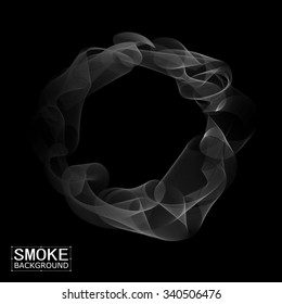 Vector abstract smoke background. Cigarette smoke waves on transparent background illustration