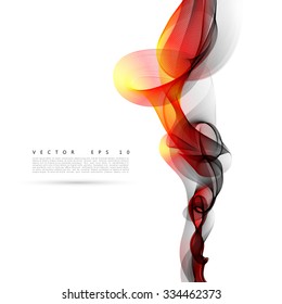 Vector abstract smoke background. Fire smoke waves on transparent background illustration