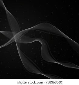 Vector abstract smoke elemen. Vector design element with transparent effect. Dark background