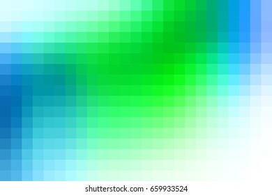 Vector abstract smooth mosaic tile contemporary green and blue background, horizontal format.