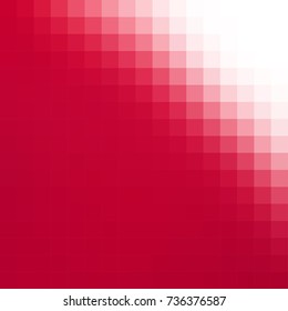 Vector abstract smooth mosaic vibrant red pink and white tile background, square format.