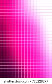 Vector abstract smooth square mosaic vibrant pink tile background, vertical format.