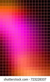 Vector abstract smooth square mosaic vibrant pink and orange tile background, vertical format.