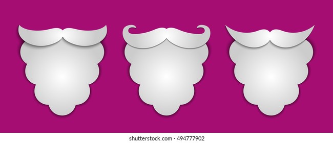 Vector abstract snow paper Santa's beard with shadows 3 in 1 on rose background. Vector illustration