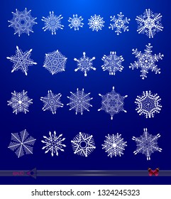 Vector abstract snowflakes shapes isolated.