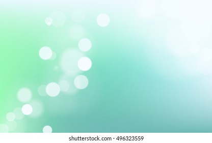 Vector abstract soft colored blurred turquoise background for design. Calm pastel fond. Cool neutral cyan bokeh backdrop. Sea green, blue, white colors gradation.