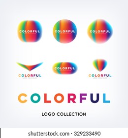 Vector abstract soft and smooth colorful logos collection