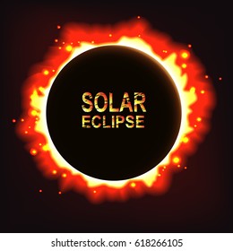 Vector abstract solar eclipse background with Solar eclipse words.