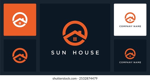Vector abstract of solar and house logo and icon, can be used in various media easily, editable