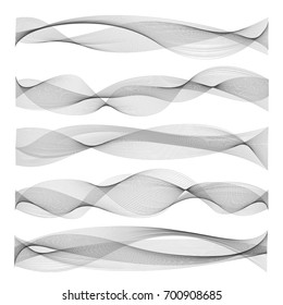 Vector Abstract Sound Waves. Frequency Radio Wave Forms Isolated On White Background