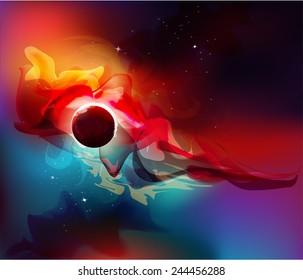 Vector abstract space with planet