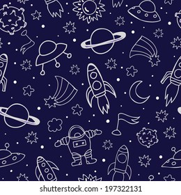Vector abstract space seamless pattern. 