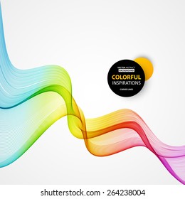 Vector Abstract spectrum curved lines background. Brochure design. Colorful wave.