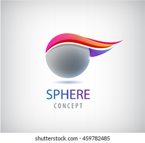 Vector abstract sphere logo, global, round company icon. 3d colorful logotype, identity