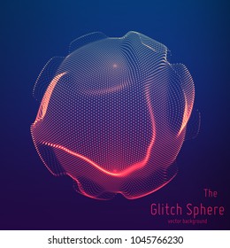 Vector abstract sphere of particles, points array. Futuristic vector illustration. Technology digital splash or explosion of data points. Spherical waveform. Cyber UI or HUD element.