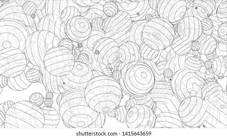 Vector abstract spheres background. Vector rendering of 3d. Wire-frame style