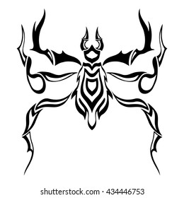 Vector of Abstract Spider. Line art. Black and white Hand drawn. Doodle vector illustration. Decorative. Stylized. Tattoo.