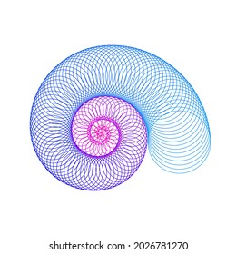 Vector Abstract Spiral Composition with Beautiful Colourful Circles. Shape of Snail.