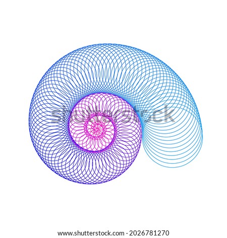 Vector Abstract Spiral Composition with Beautiful Colourful Circles. Shape of Snail.