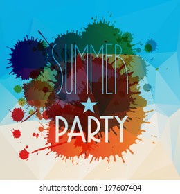 Vector abstract splattered summer party background illustration