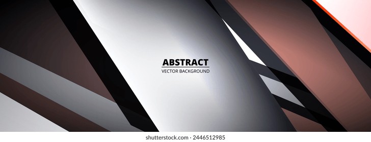 Vector abstract sport background with gray and brown geometric shapes. Wide modern pattern sports banner vector illustration