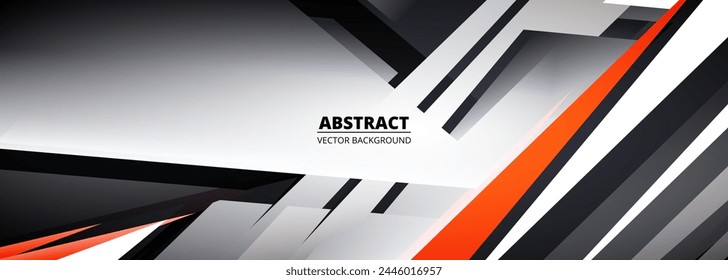 Vector abstract sport background with red, black and white geometric shapes. Wide sports banner with modern pattern vector illustration