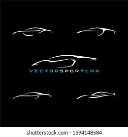 Vector Abstract Sport Car Silhouette Logo Set