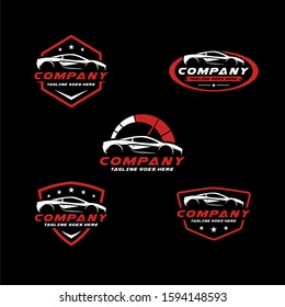 Vector Abstract Sport Car Silhouette Logo Set